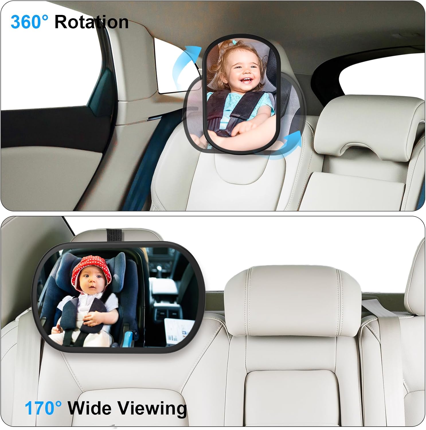 Thumbnail 3 de BOEYOS Baby Car Mirror 2-Pack, Wide View with 360° Rotation