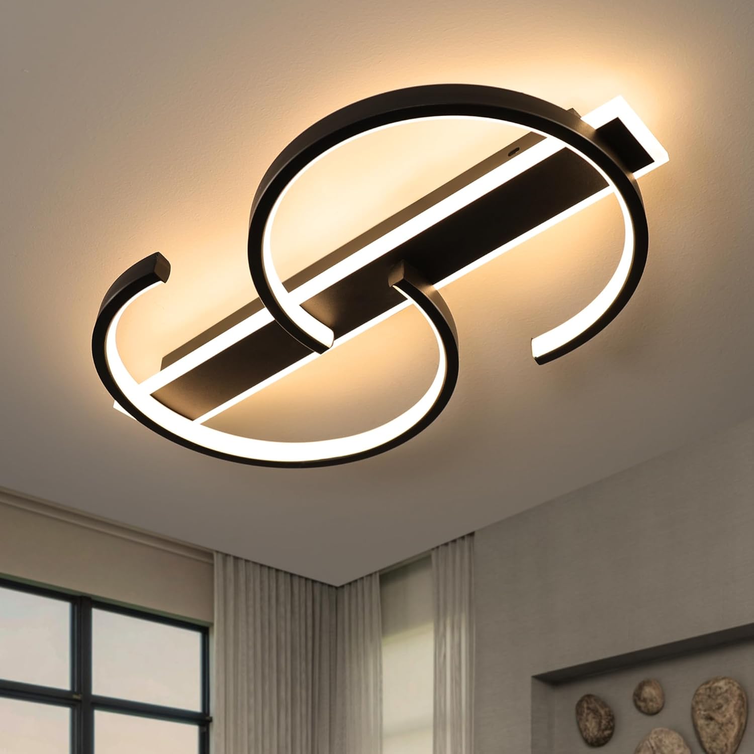 Detalle de LED Deckenleuchte 35W dimmbar 40 cm schwarz