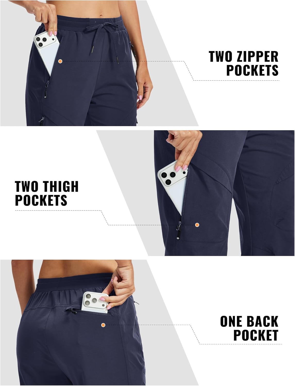Detalle 2 de AIRIKE Women's Hiking Cargo Pants, Lightweight Quick-Dry, UPF 50+, 5 Zipper Pockets