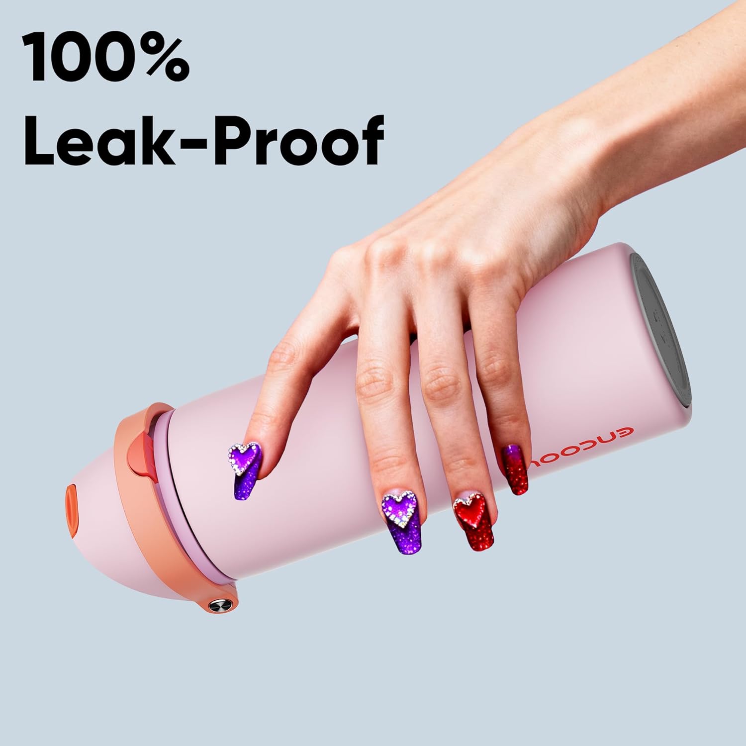 Thumbnail 5 de Encool Insulated Water Bottle with Straw - 24 oz Stainless Steel (Lily-Red)
