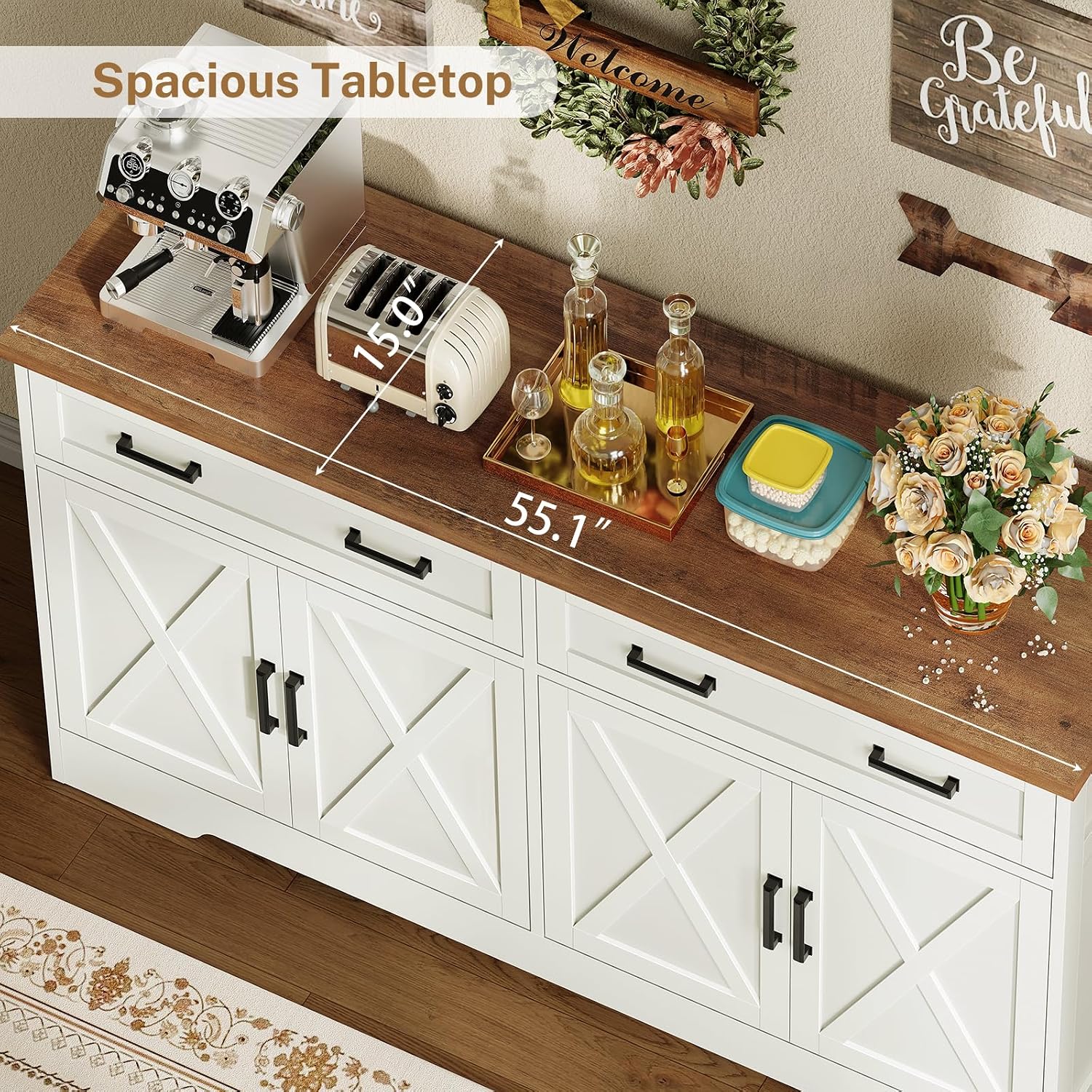 Thumbnail 6 de Usikey Buffet Cabinet, 55.1-Inch