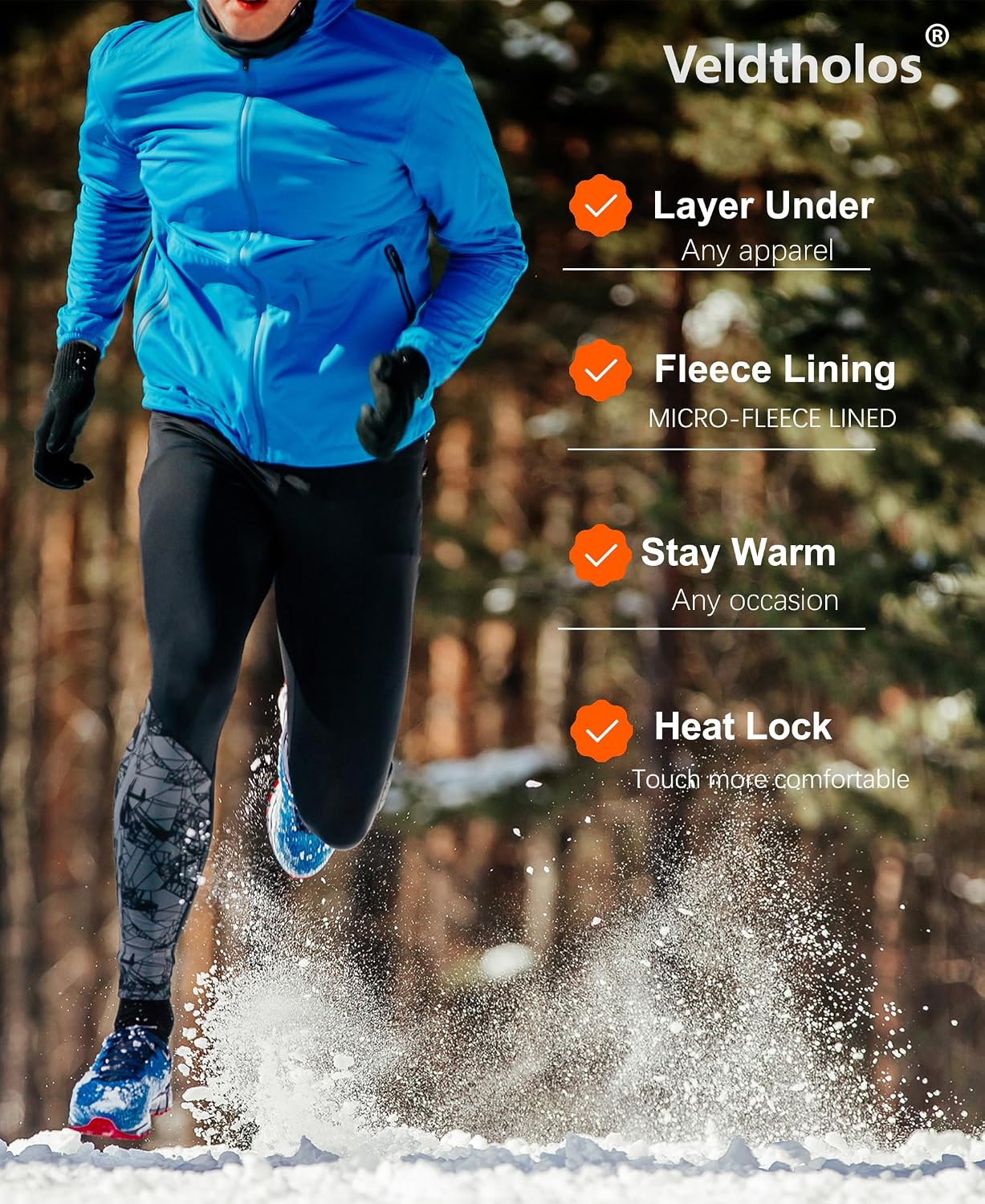 Detalle 2 de Veldtholos 5-Pack Men's Thermal Compression Pants, Fleece-Lined, 4-Way Stretch