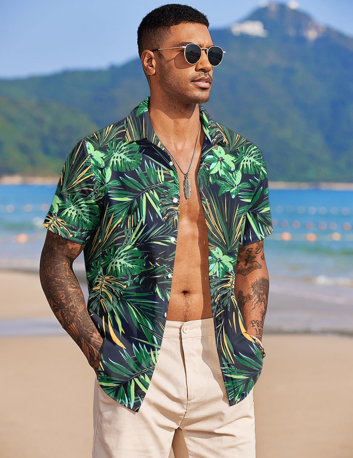 Thumbnail 2 de COOFANDY Camicie Hawaiane Uomo Maniche Corte: Estivo, Leggera e Vibrante