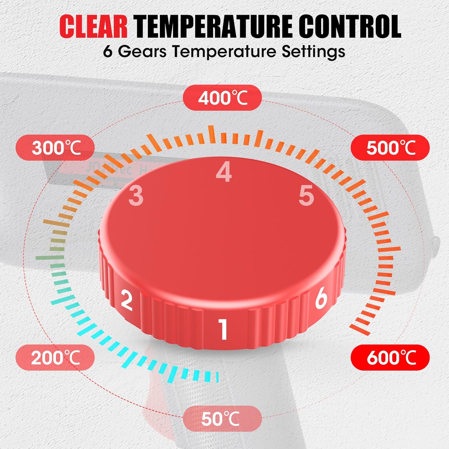 Thumbnail 1 de JOJOrec 2000W Variable Temperature Heat Gun with 6 Accessories and Dual Air Flow Settings