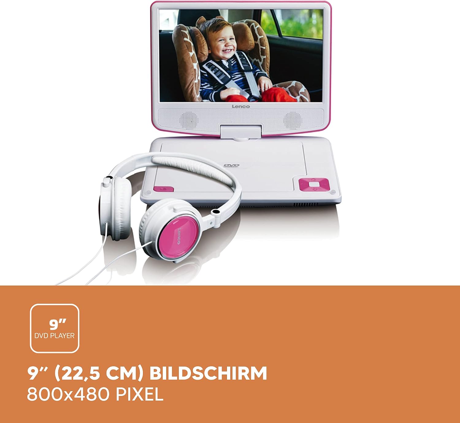 Detalle de Lenco DVP-910PK – przenośny odtwarzacz DVD 9 cali z USB i baterią