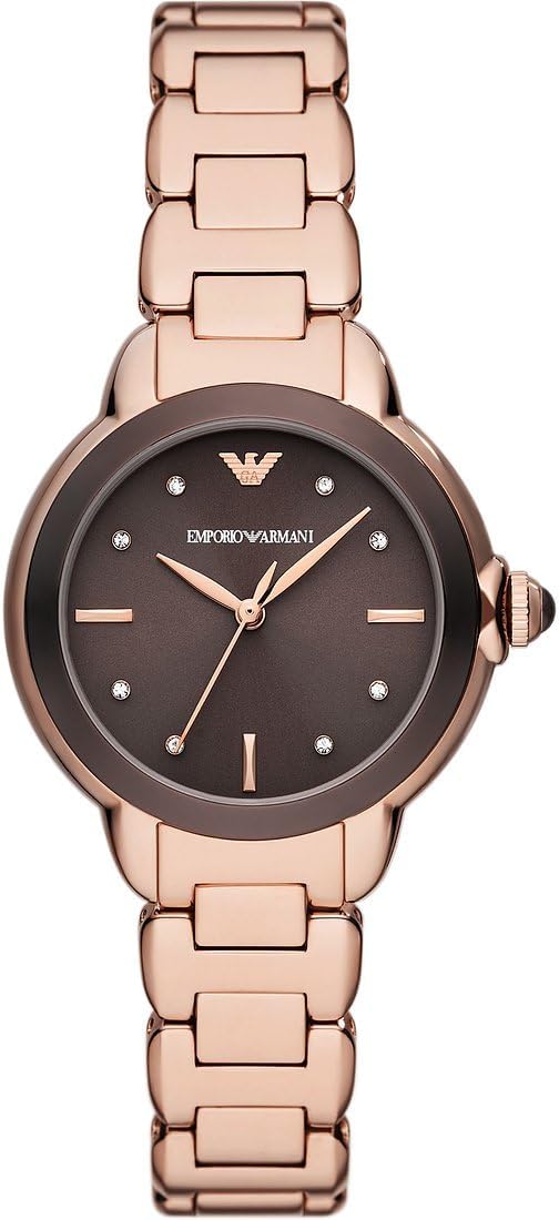 Thumbnail 5 de Emporio Armani Montre pour Femmes 32mm – quartz, cadran rose et bracelet maille milanaise en acier doré rose