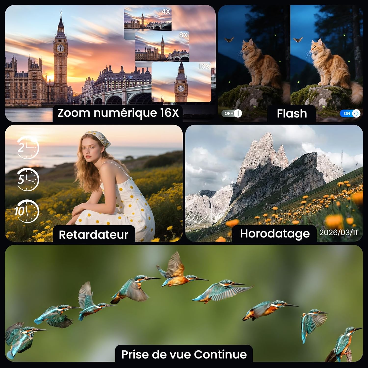 Detalle 2 de Digitalkamera 4K mit WiFi, 64 MP – Kompakt, ideal für Teens, Anfänger und Vlogging