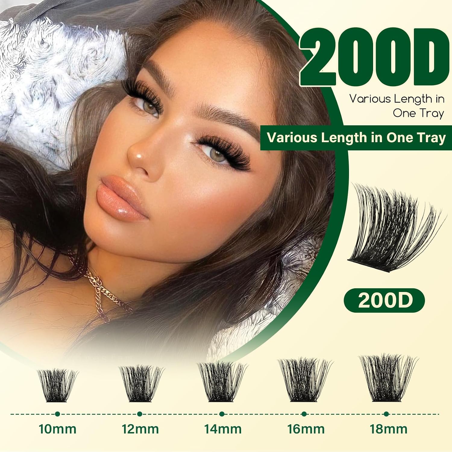 Thumbnail 5 de KEYYOU Lash Clusters Kit 182pcs 200D D Curl
