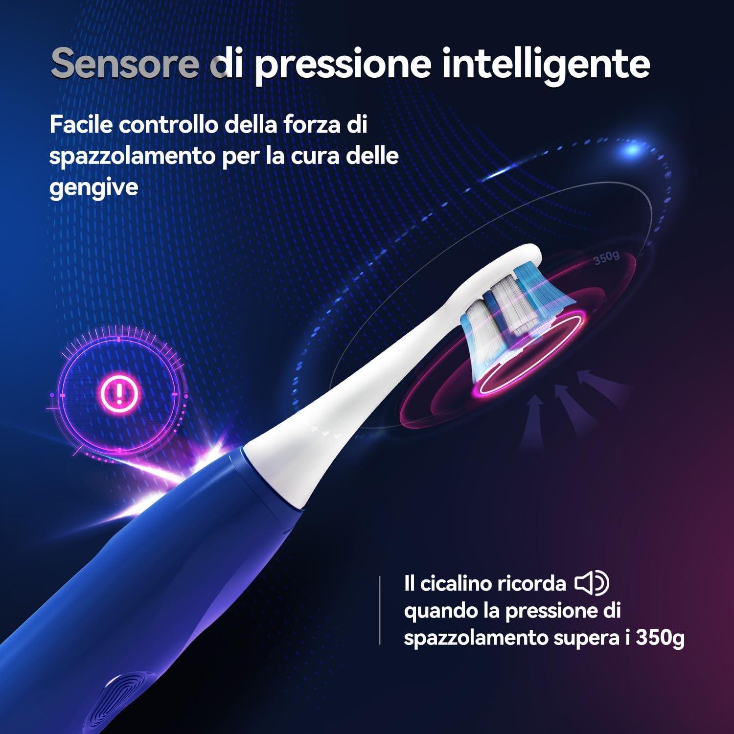 Thumbnail 3 de Spazzolino sonico elettrico SEAGO SG-2752 (blu) con sensore di pressione, 8 testine e ricarica USB