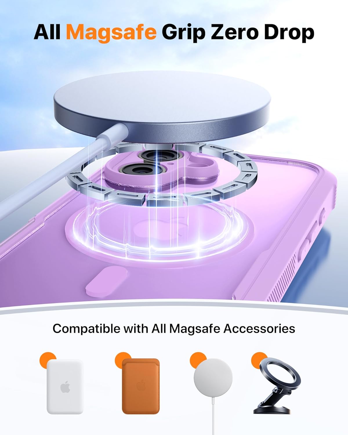 Thumbnail 5 de Diaclara Magnetic iPhone 17 Case 6.3-Inch (Purple) with MagSafe & built-in screen protector