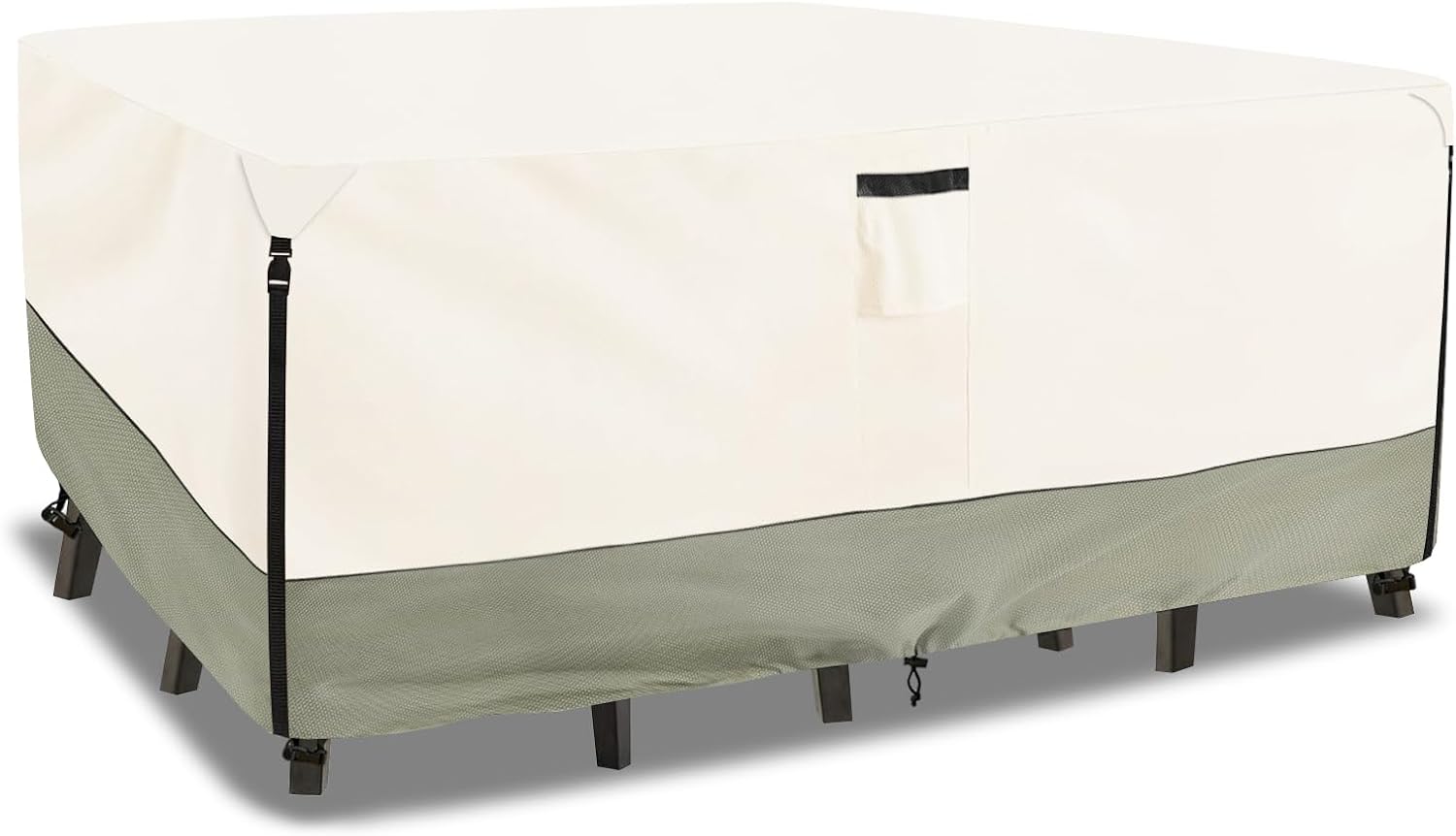 Detalle de LSongSKY Rectangular 111"L x 74"W Patio Furniture Cover, 600D Oxford, Beige
