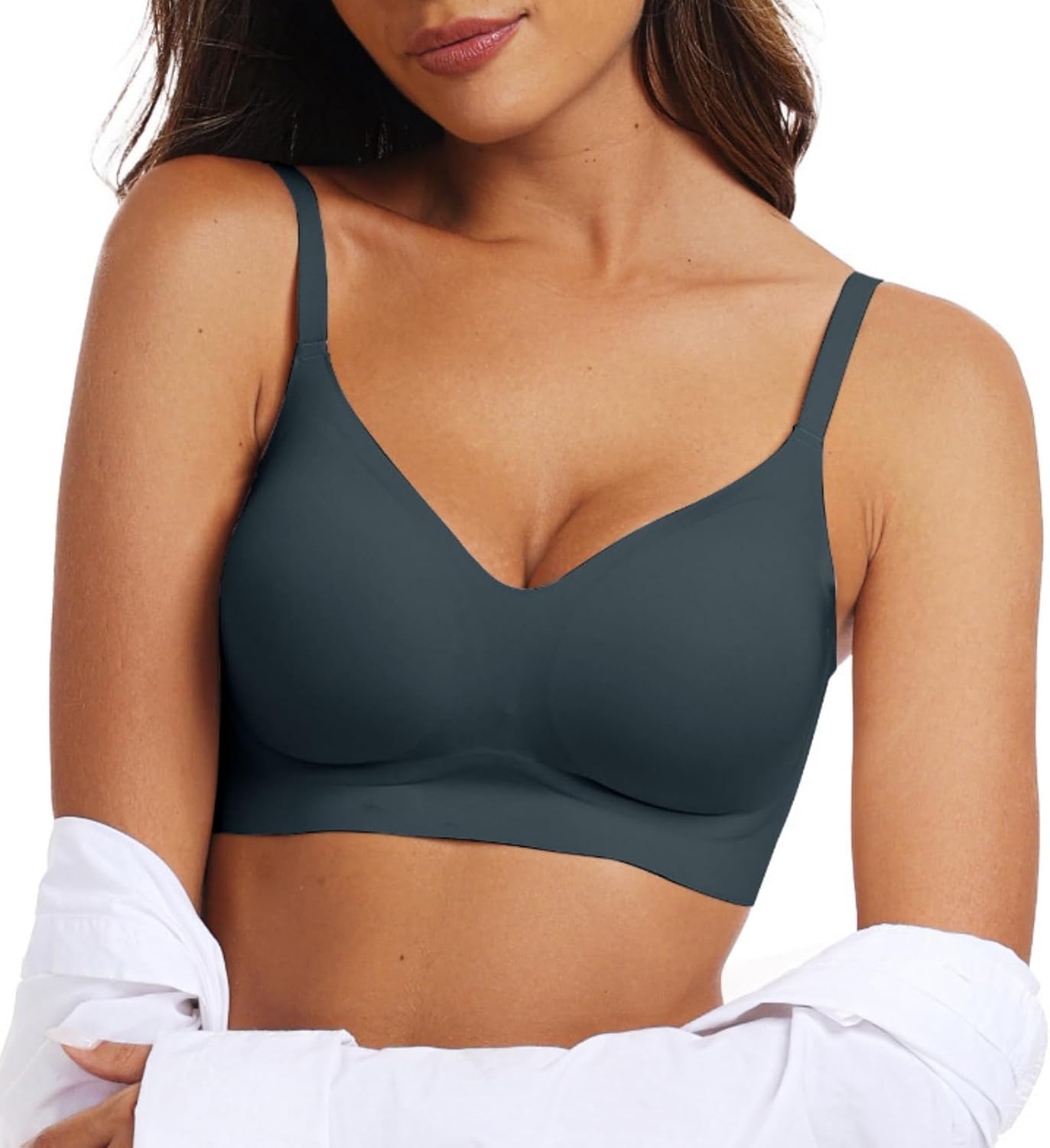 Detalle de OEAK Women’s Wireless Jelly Bra (No Underwire) — Comfortable Push-Up, Seamless T‑Shirt Lift Bralette