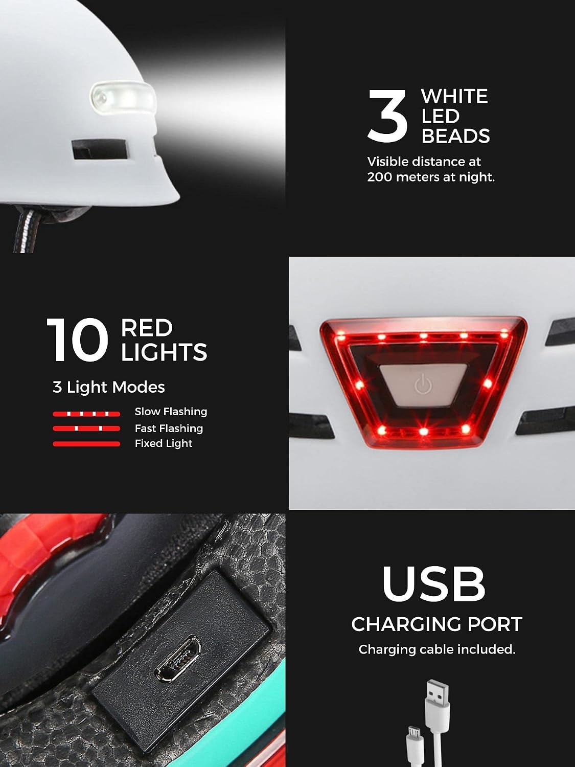 Detalle de MAGIC SELECT Casco de Ciclismo con luz trasera 200 m