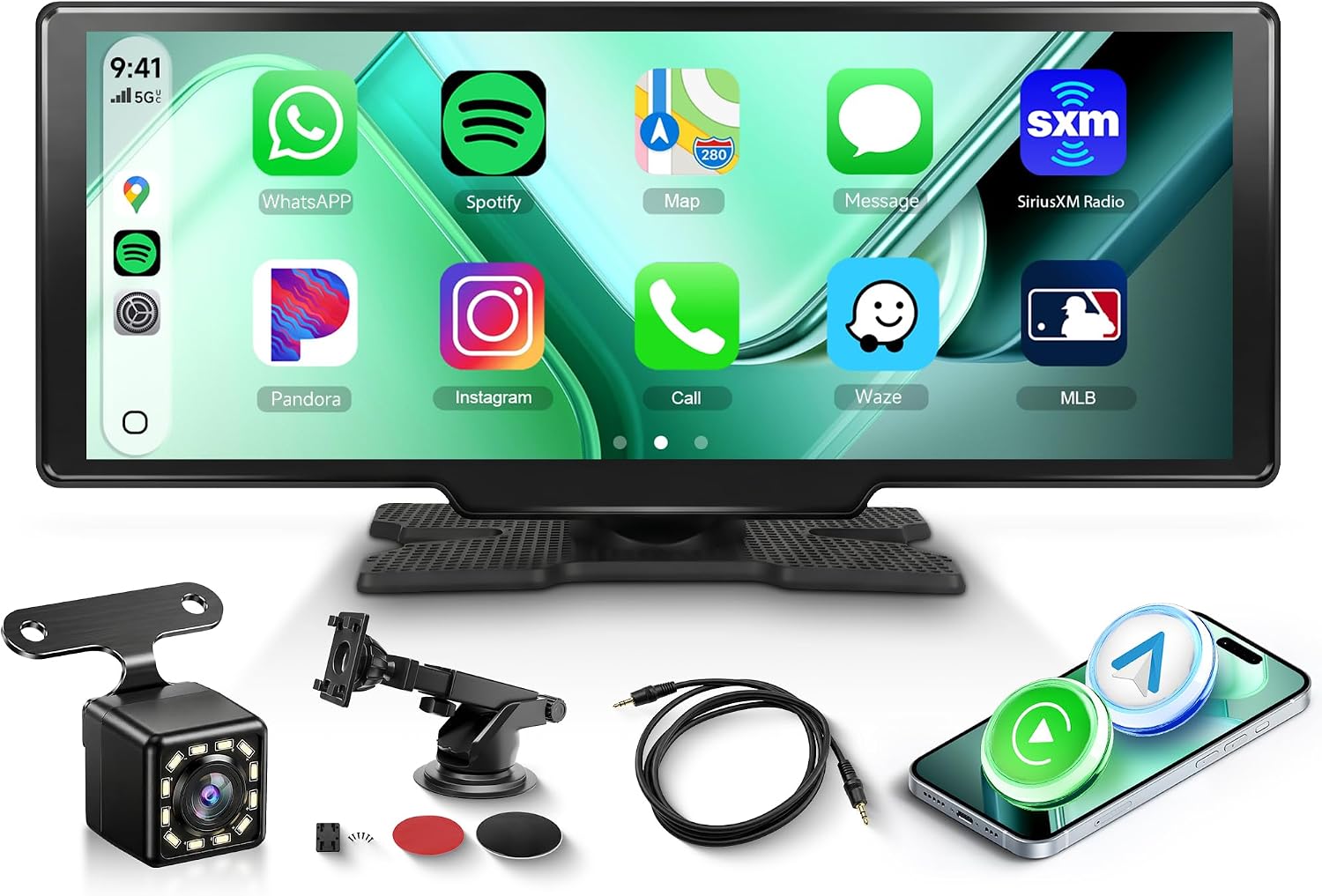 Detalle de Rimoody 10.26in Portable Car Stereo with Wireless CarPlay & Android Auto