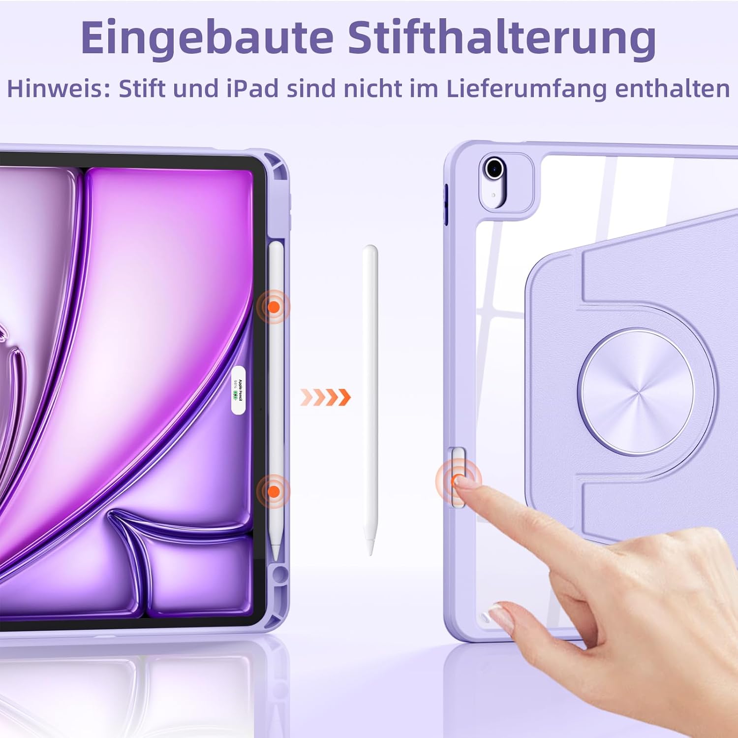 Detalle de DriveGo 360° Drehbare Hülle für iPad Air 11 Zoll und iPad Pro 11 Zoll – Lavendel