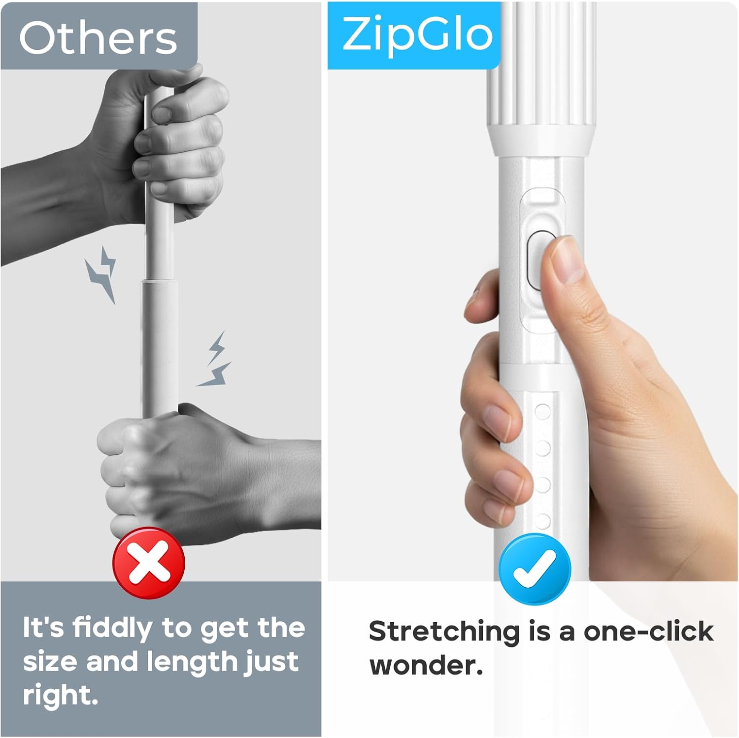 Detalle de ZipGlo 2 Adjustable Shower Curtain Rod, 41–126 Inches, White
