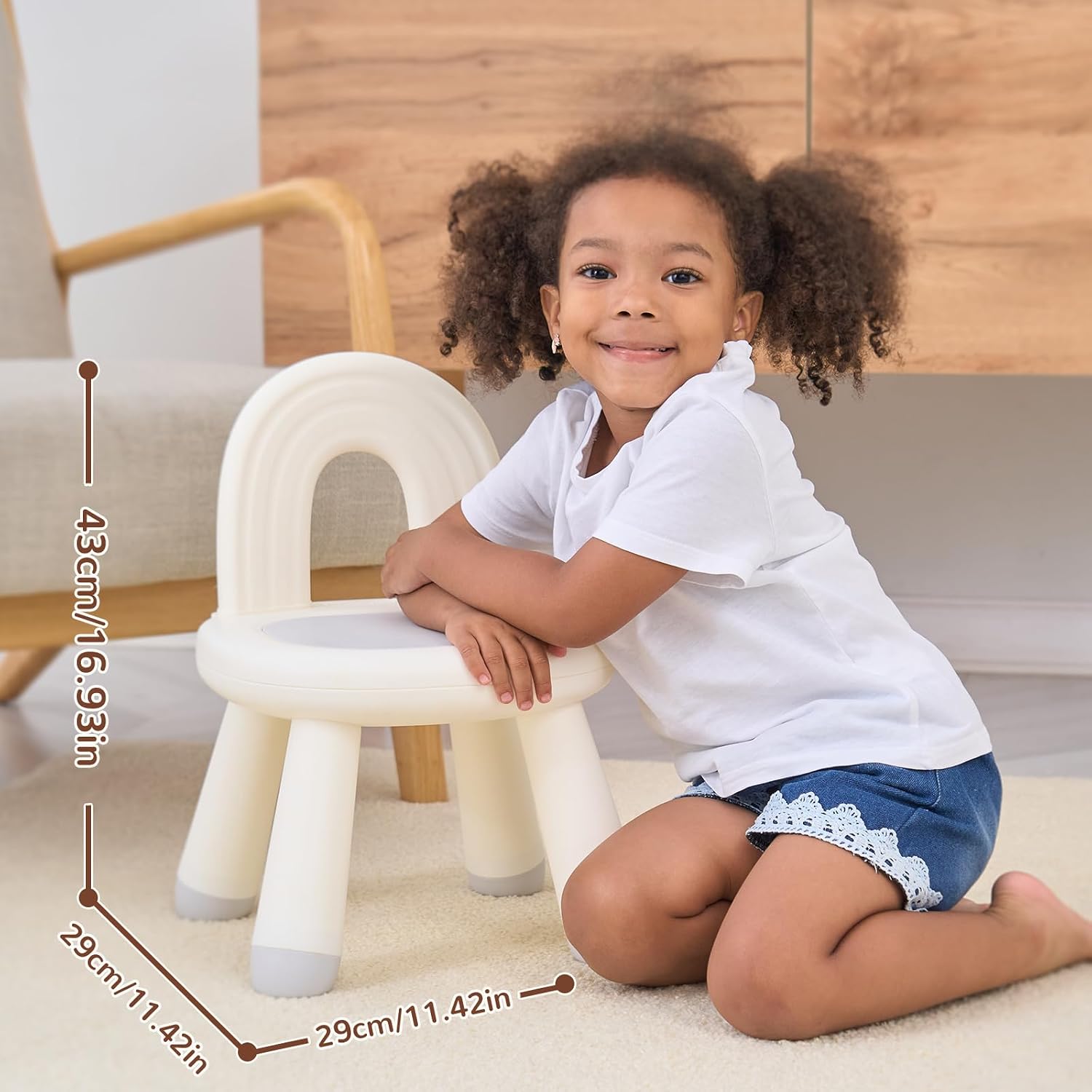 Thumbnail 2 de KidBloom Plastic Toddler Chair (1–3 years) with Ergonomic Rainbow Backrest, Pink