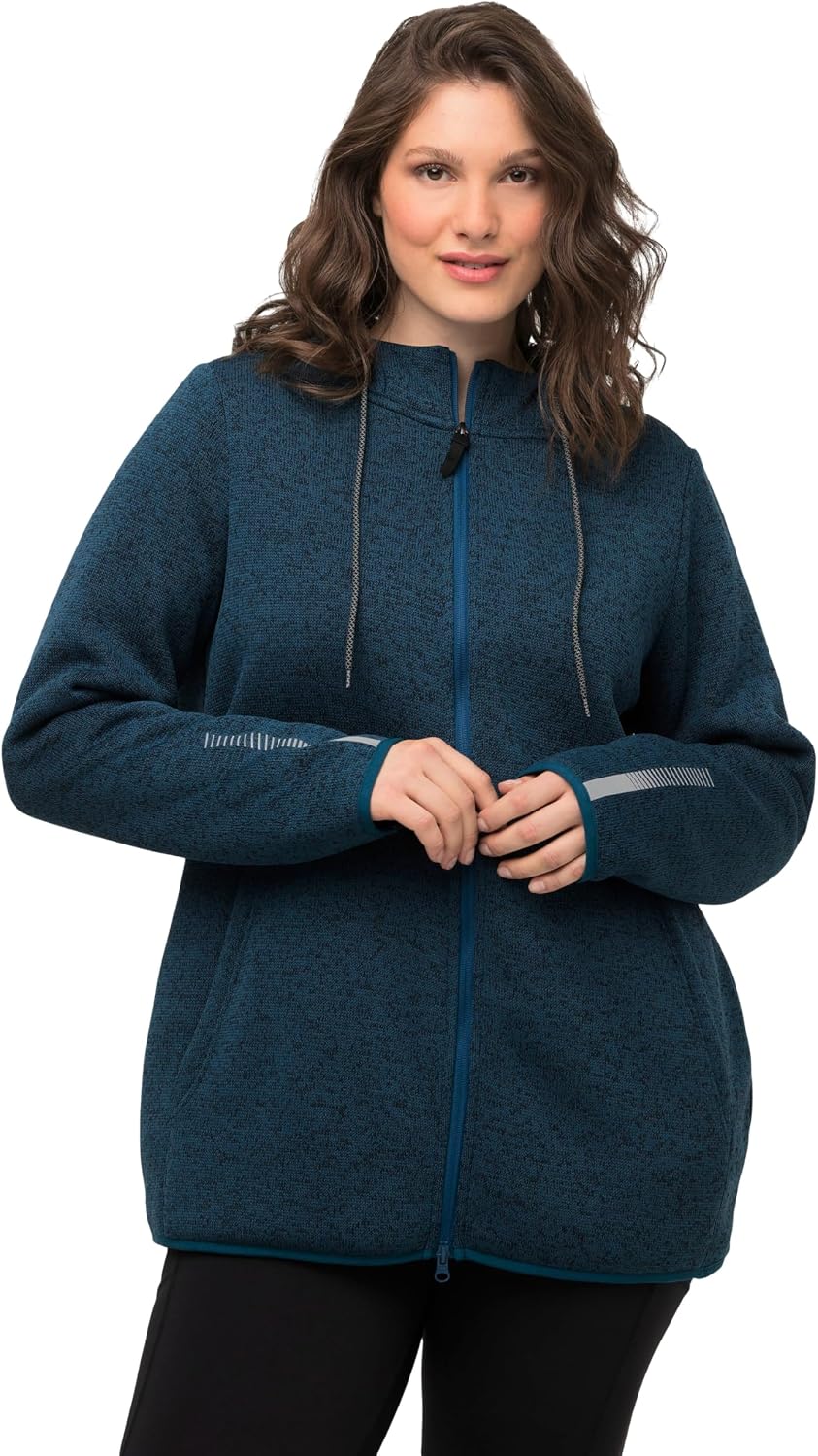 Detalle de Ulla Popken Femme Grandes Tailles Veste en Maille Polaire avec Doublure Teddy et Capuche – Réf. 812880