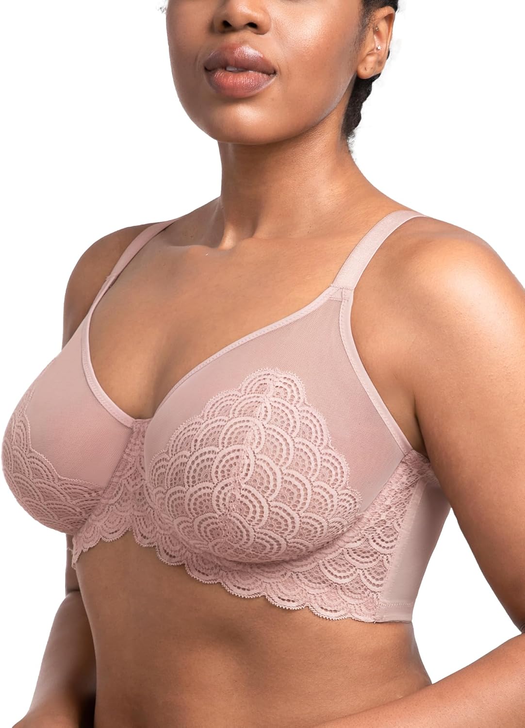 Thumbnail 3 de HSIA Minimizer Bras for Women Large Bust Full Coverage Lace Plus Size Bra - Mermaid Scales
