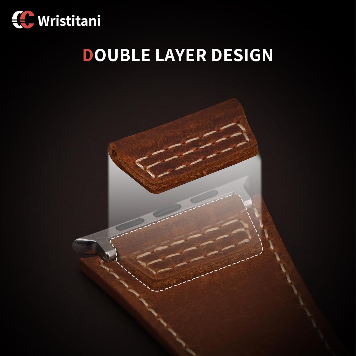 Thumbnail 5 de Wristitani bracelet en cuir Crazy Horse pour Apple Watch (44/45/46/42/49/40/41/38 mm) – série 10 à SE