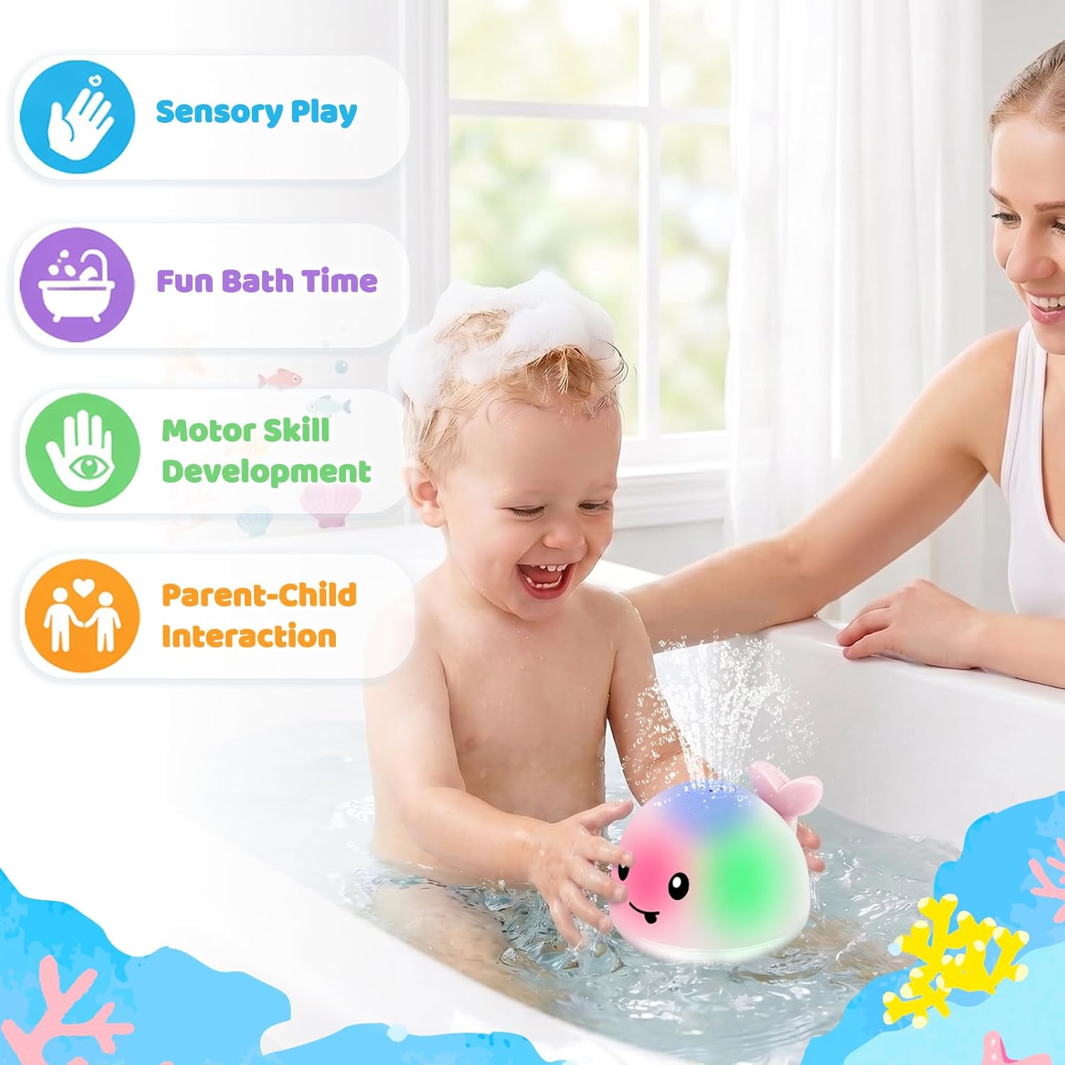 Thumbnail 4 de ANGGIKO Baby Bath Toys Light Up Whale 🐳