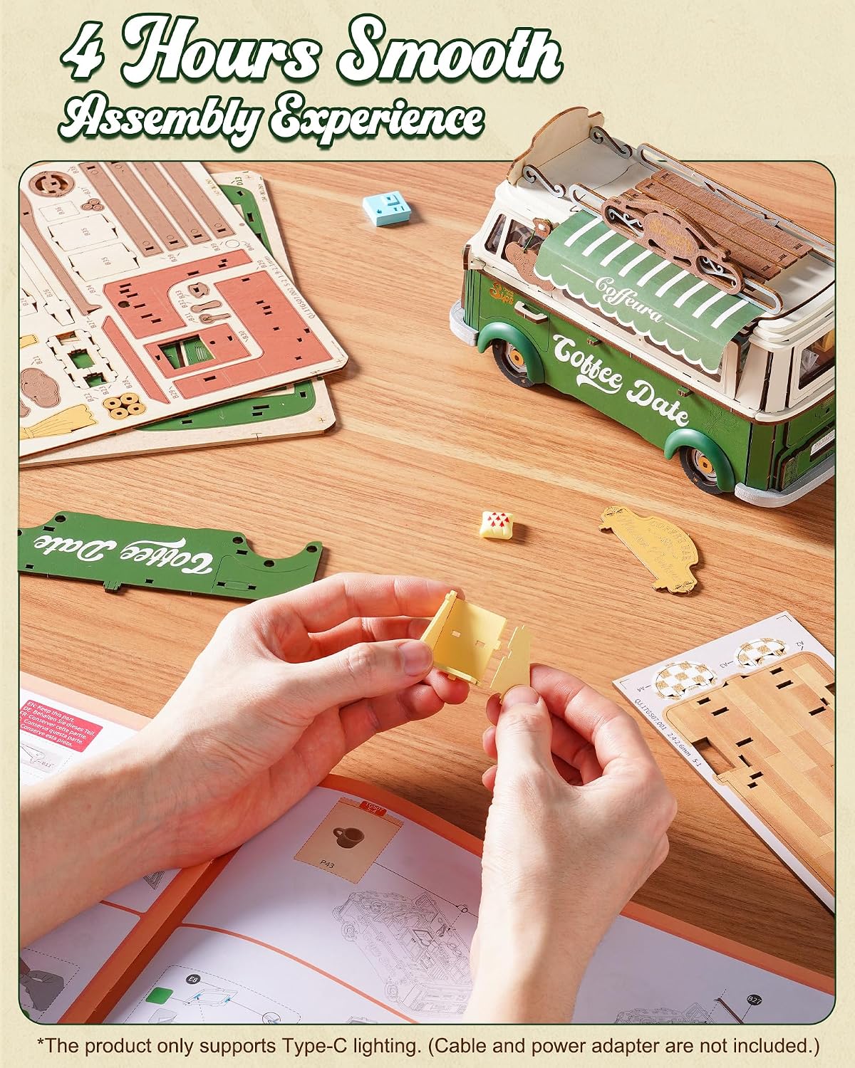 Thumbnail 6 de Rolife Leo's Coffee Truck 3D Puzzle: A Detailed Miniature Model Kit for Adults