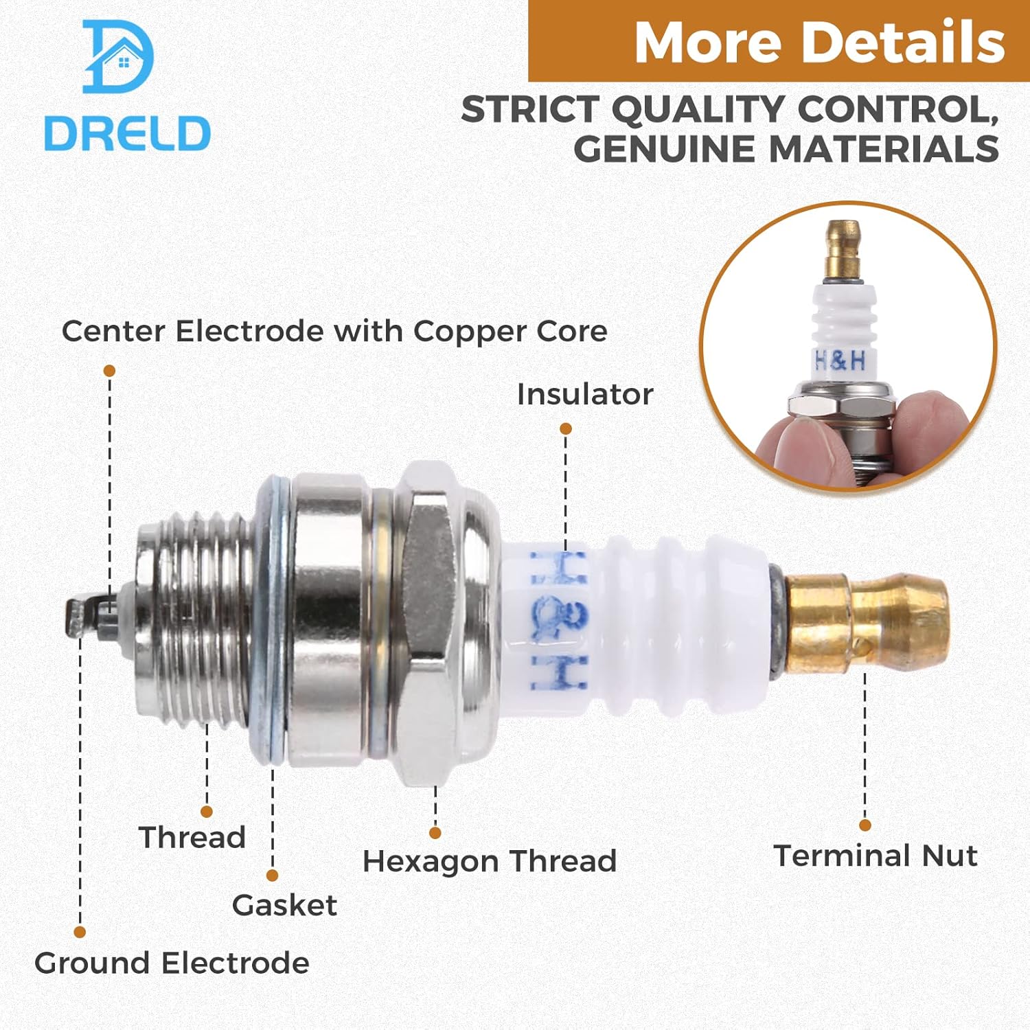 Thumbnail 2 de DRELD 4Pcs L7T spark plugs for 2-stroke engines (replacement for L7T and listed compatible types)
