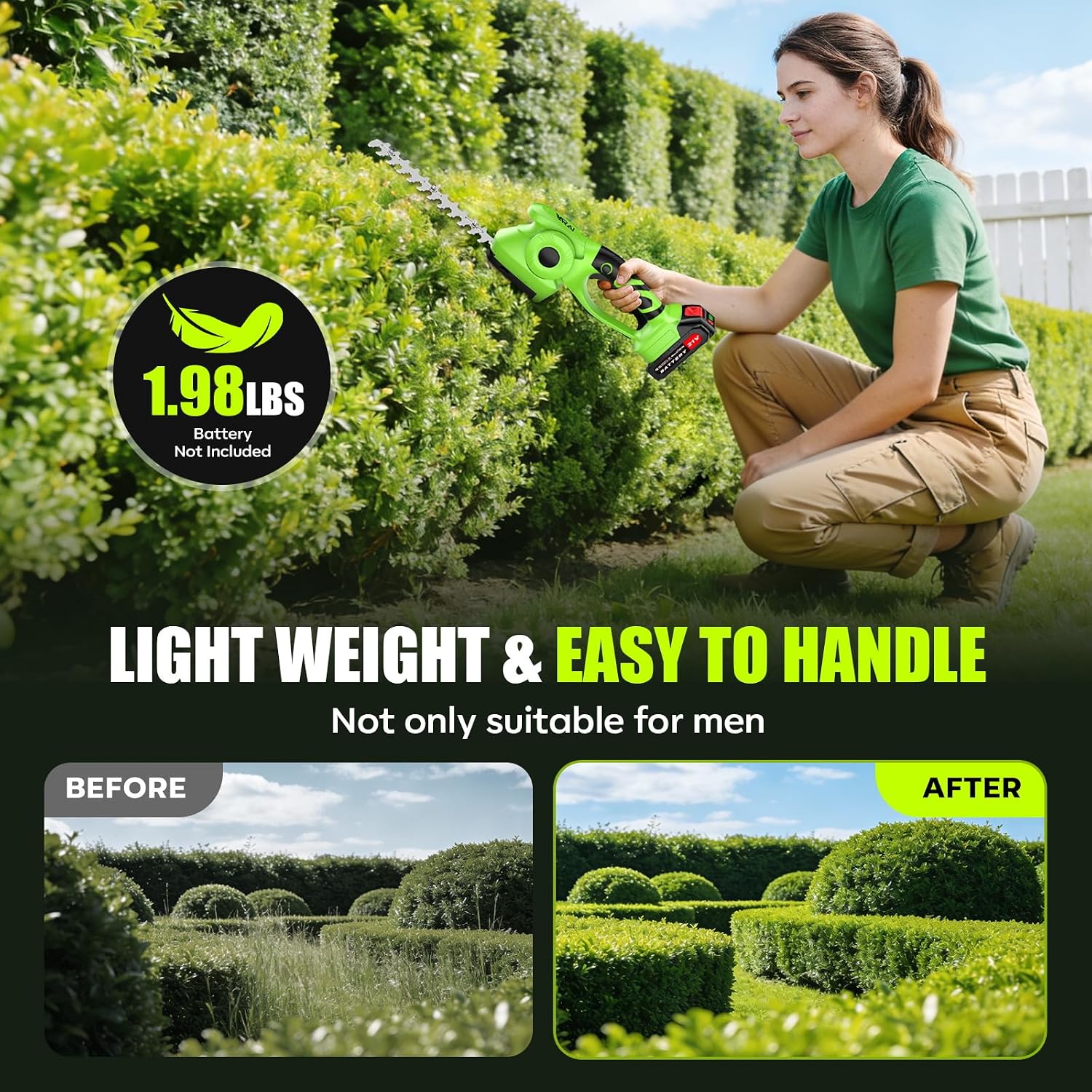 Detalle 2 de Supleap 2-in-1 Cordless Hedge Trimmer 600W