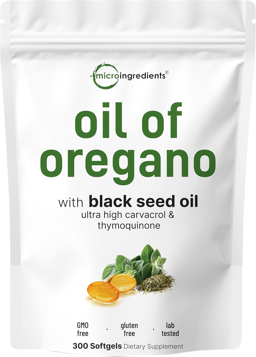 Detalle de Micro Ingredients Oregano Oil Softgels 300-count