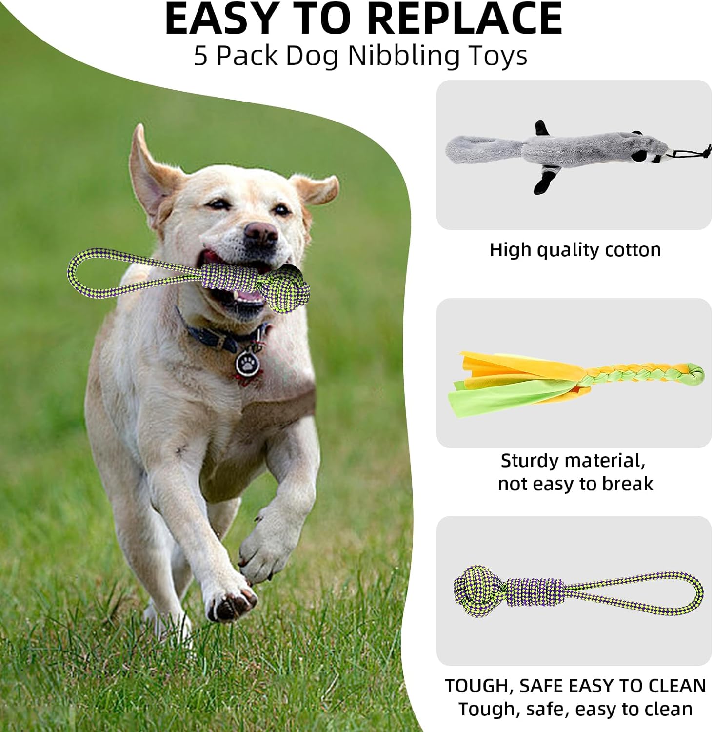 Thumbnail 4 de WOVTE Flirt Pole for Dogs – Extendable telescopic teaser wand with detachable rope and toys (max 40 inches)