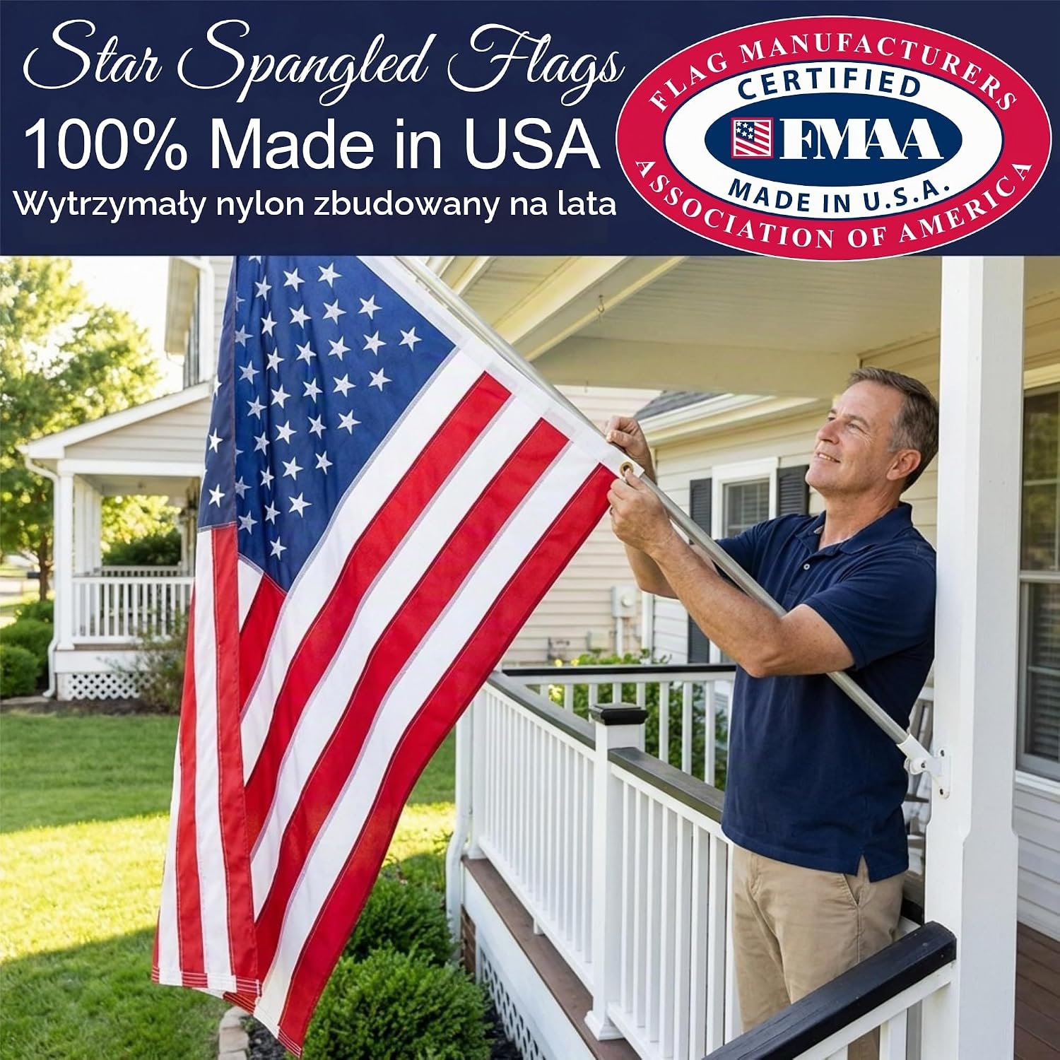 Detalle de Star Spangled Flags 4316387475 – flaga USA 91 × 152 cm z nylonu