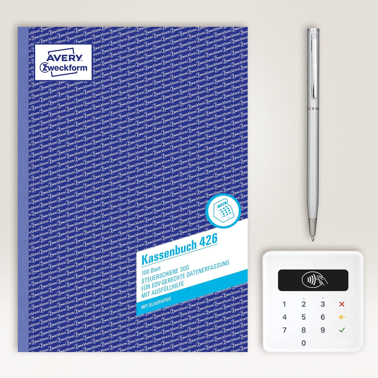 Detalle de AVERY Zweckform 426 Kassenbuch (A4, 100 Blatt, 1 blaues Blatt) – gesetzeskonforme, DATEV-gerechte Datenerfassung für Deutschland