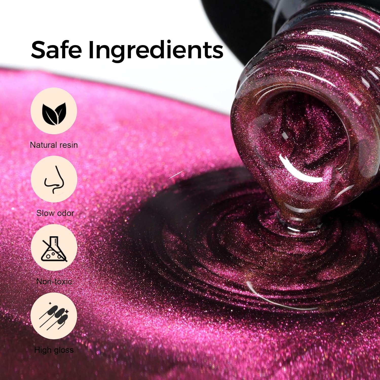 Detalle de TOMICCA Cat Eye Gel Nail Polish – Kit 6 couleurs Violet / Bleu profond, effet verre cristal magnétique, 8ml