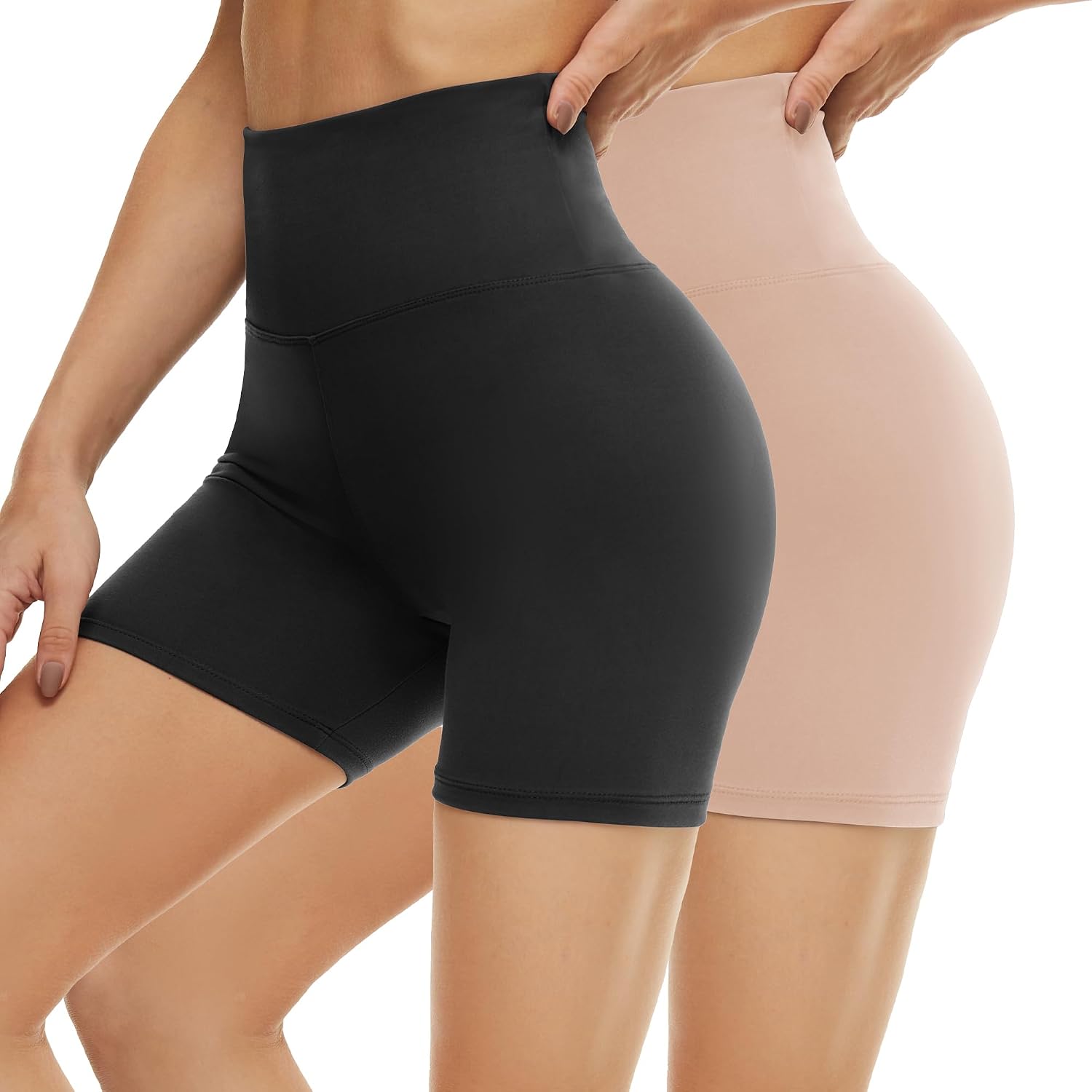 Thumbnail 5 de AMIYOYO Cycling Shorts Women 2 Pack: High Waisted Anti-Chafe Biker Shorts