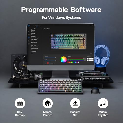 Detalle de EPOMAKER x Aula F75 Teclado mecánico 75% con intercambio en caliente, 3 modos de conexión y acolchado de 5 capas
