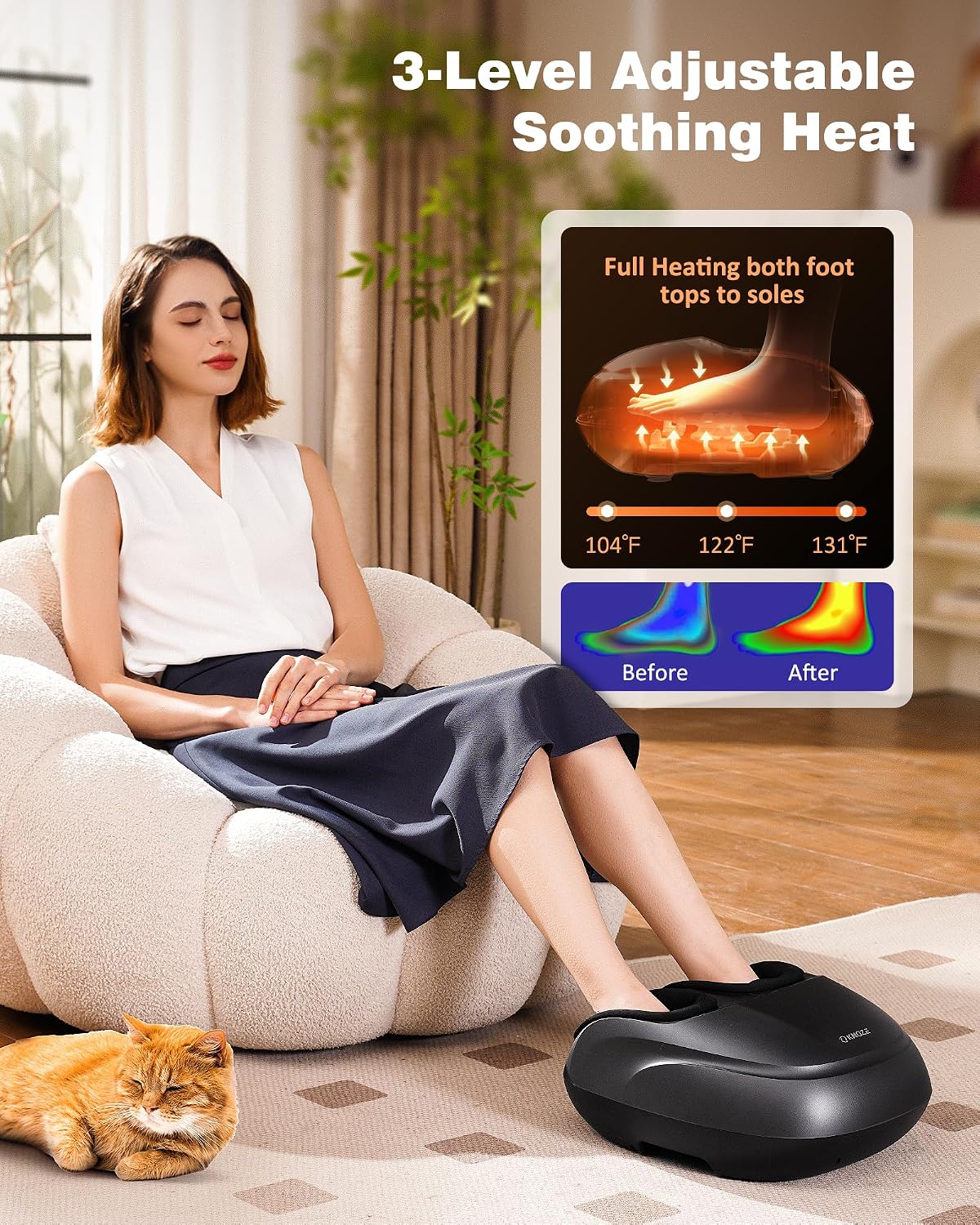 Detalle de KNQZE Massaggiatore per Piedi con Calore: massaggio plantare completo, 3 livelli di calore e aria permettono relax 360°