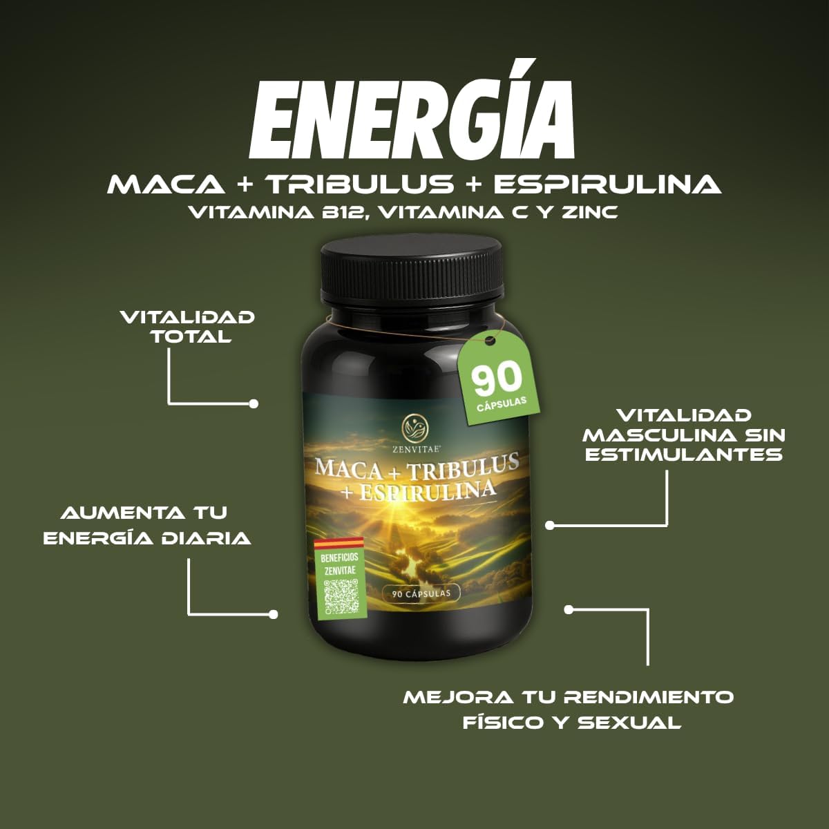 Detalle de ZENVITAE ENERGÍA 90 cápsulas veganas