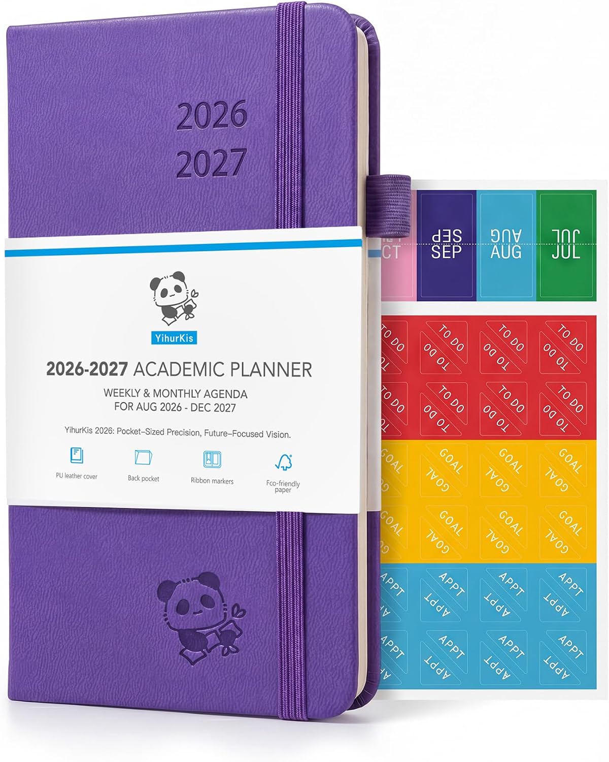 Detalle de YihurKis 2026-2027 A6 Academic Planner, Weekly & Monthly, Purple, Pen Holder