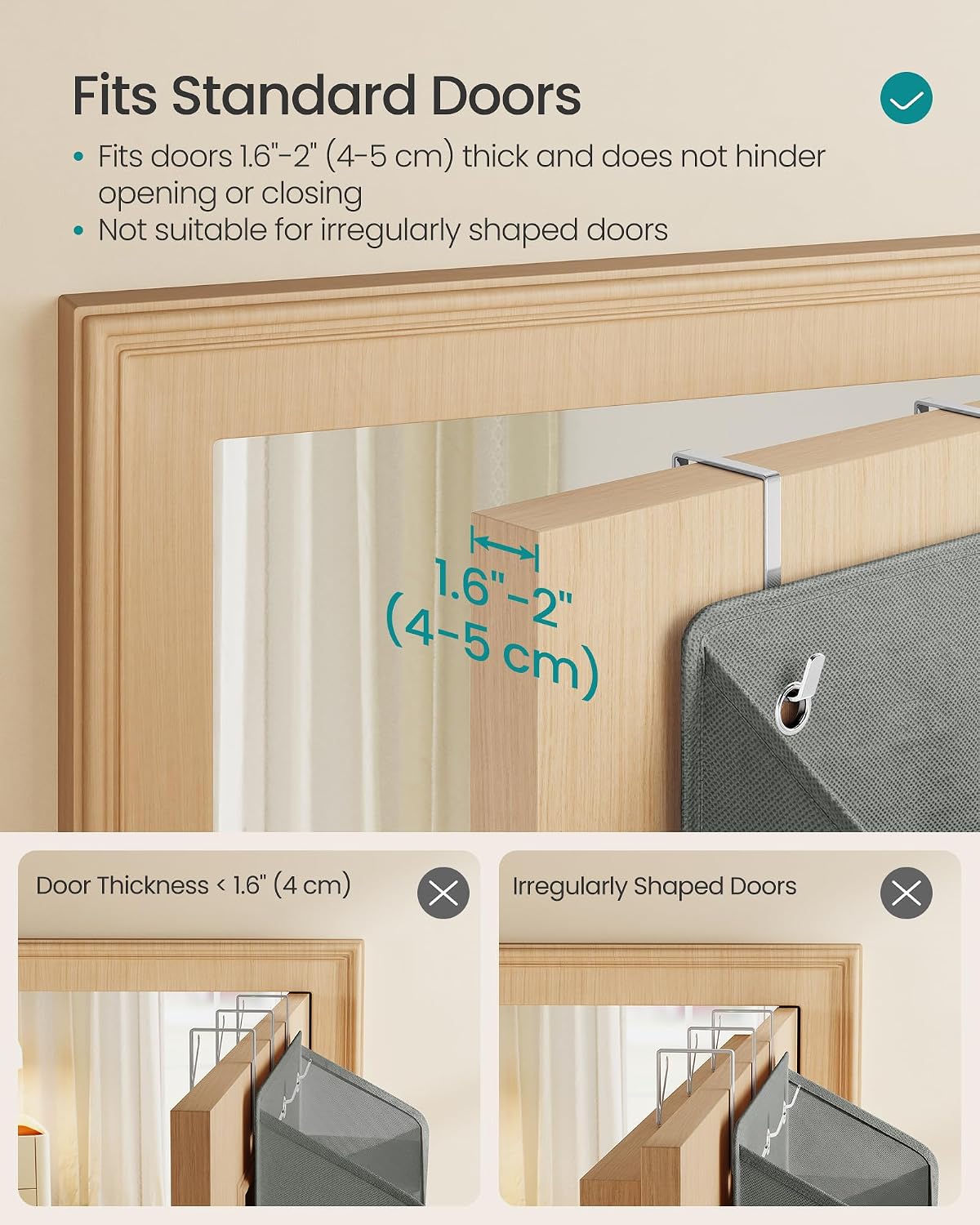 Thumbnail 6 de SONGMICS Tina Collection RDH011GD01 Over-the-Door Organisers, Set of 2, 5-Tier