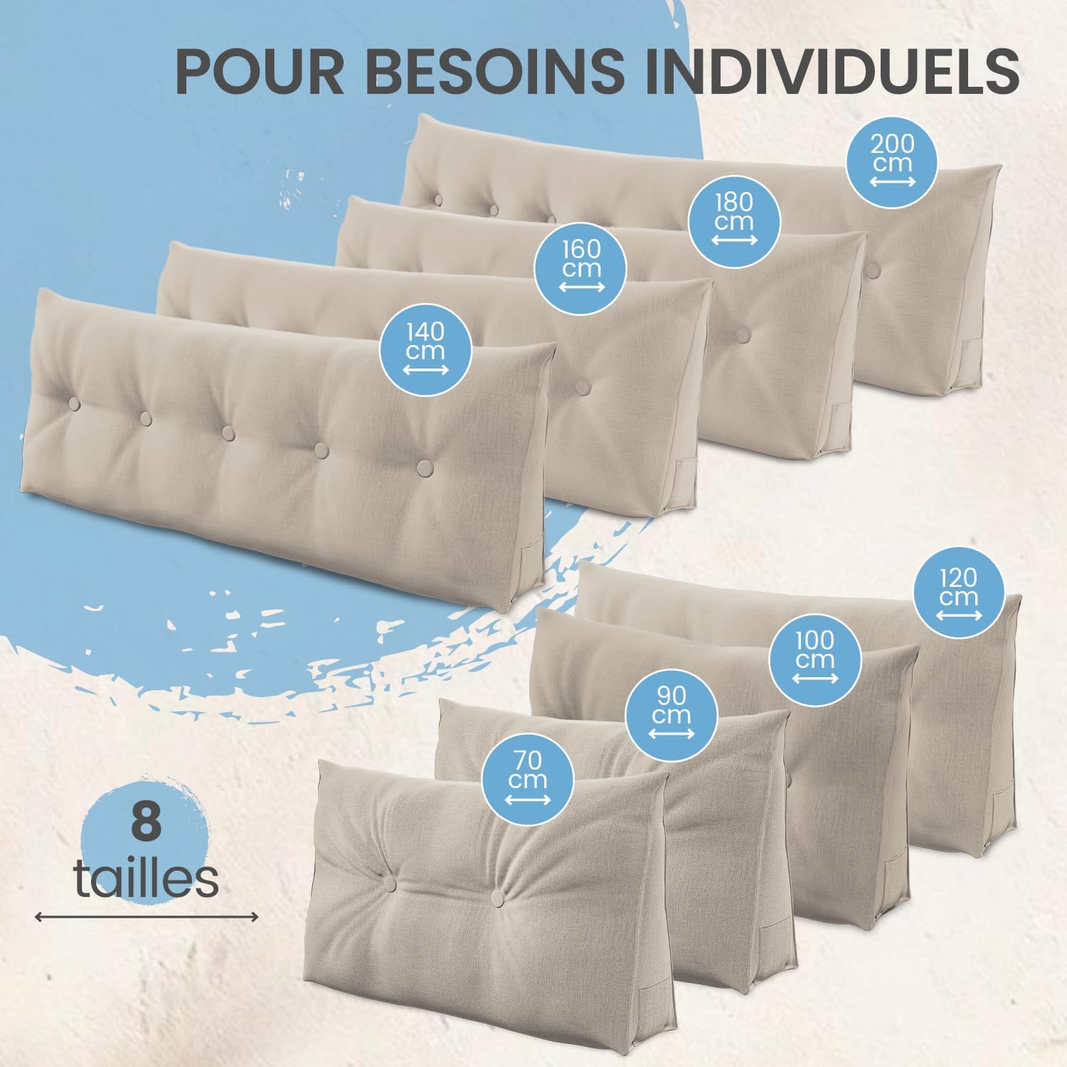 Detalle de ELONEO Coussin de Dossier 100 cm de Large – Coin adapté pour lit et canapé