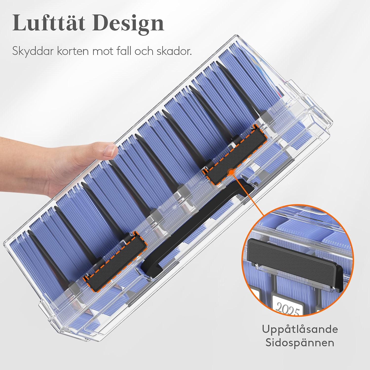 Detalle 2 de Lifewit förvaringsbox för samlarkort med handtag, top loader-förvaring och avdelare