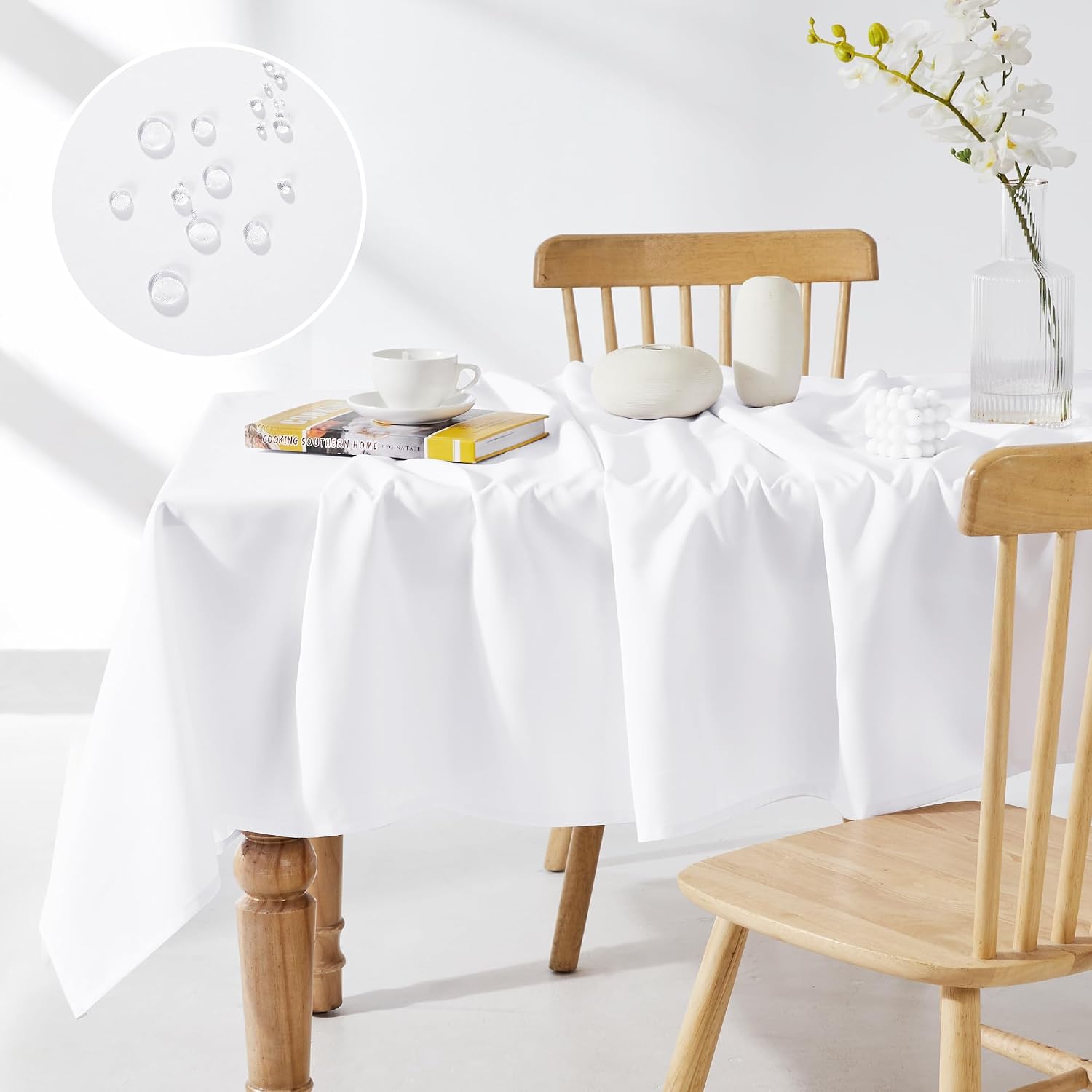 Detalle de Deconovo Nappe Rectangulaire Anti Tache 130x280 cm – Gris, Microfibre et Étanche