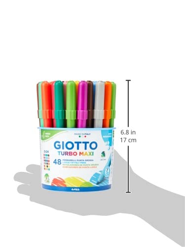 Detalle 2 de GIOTTO Turbo Maxi Barattolo Da 48 Pennarelli A Punta Larga 5 mm – Super Lavabili