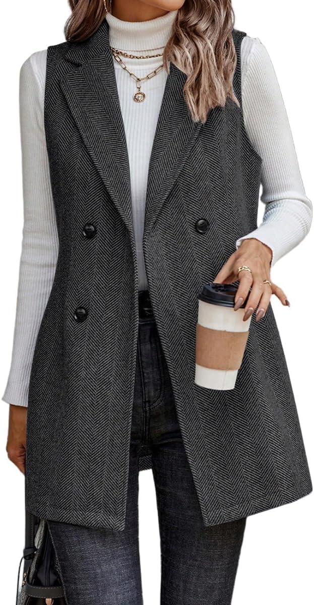 Detalle de IDEALSANXUN Women's Long Tweed Vest
