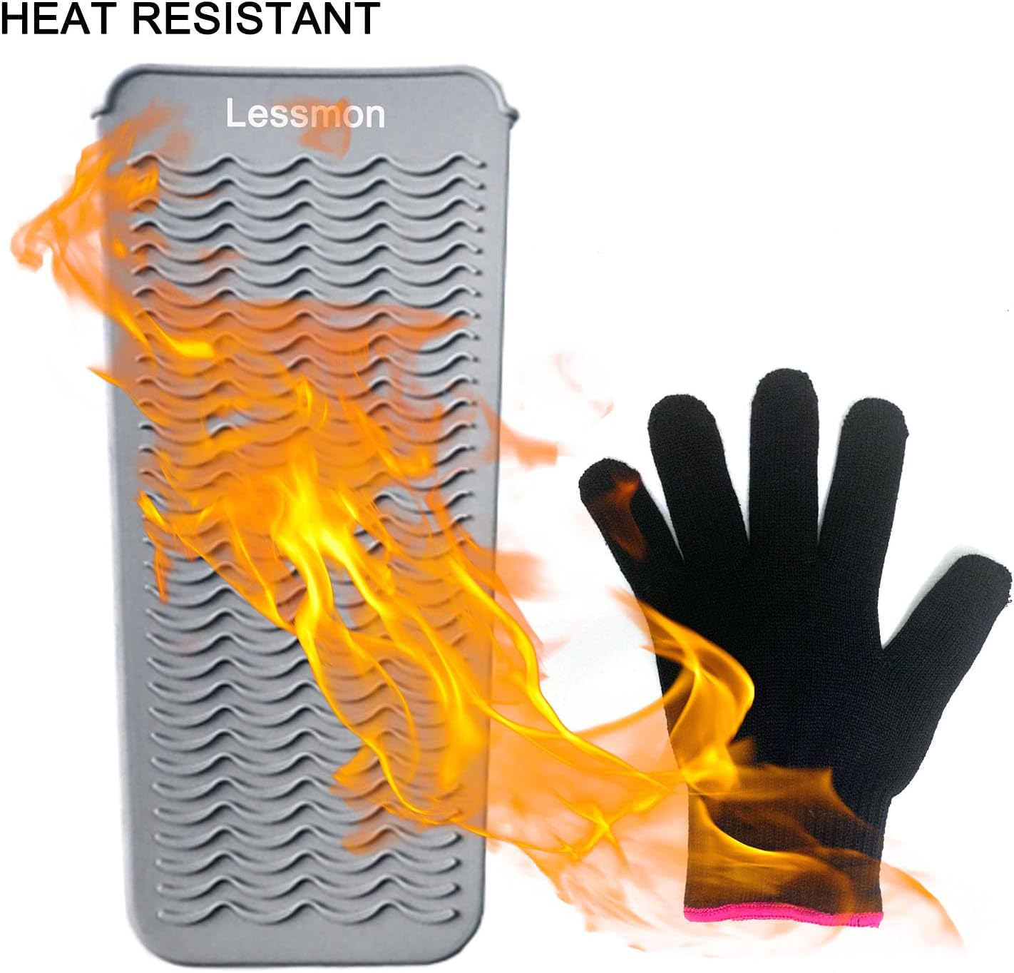 Thumbnail 4 de Heat Resistant Mat Pouch and Glove for Hair Tools, 28.5 cm x 14 cm, Gray