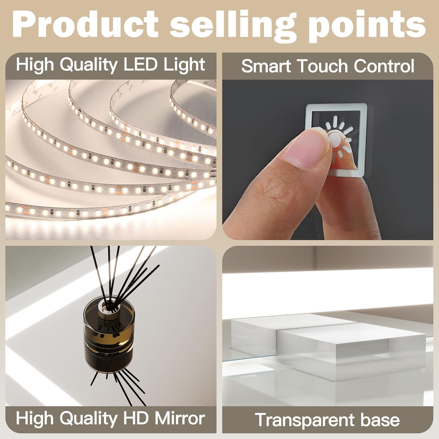 Thumbnail 4 de ROLOVE 38"x28" Lighted Vanity Mirror, Dimmable 🪞