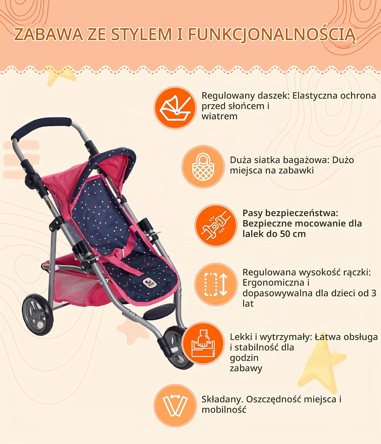 Thumbnail 2 de Bayer Chic 2000 Lola 612-84 – trzykołowy wózek dla lalek, różowe konfetti