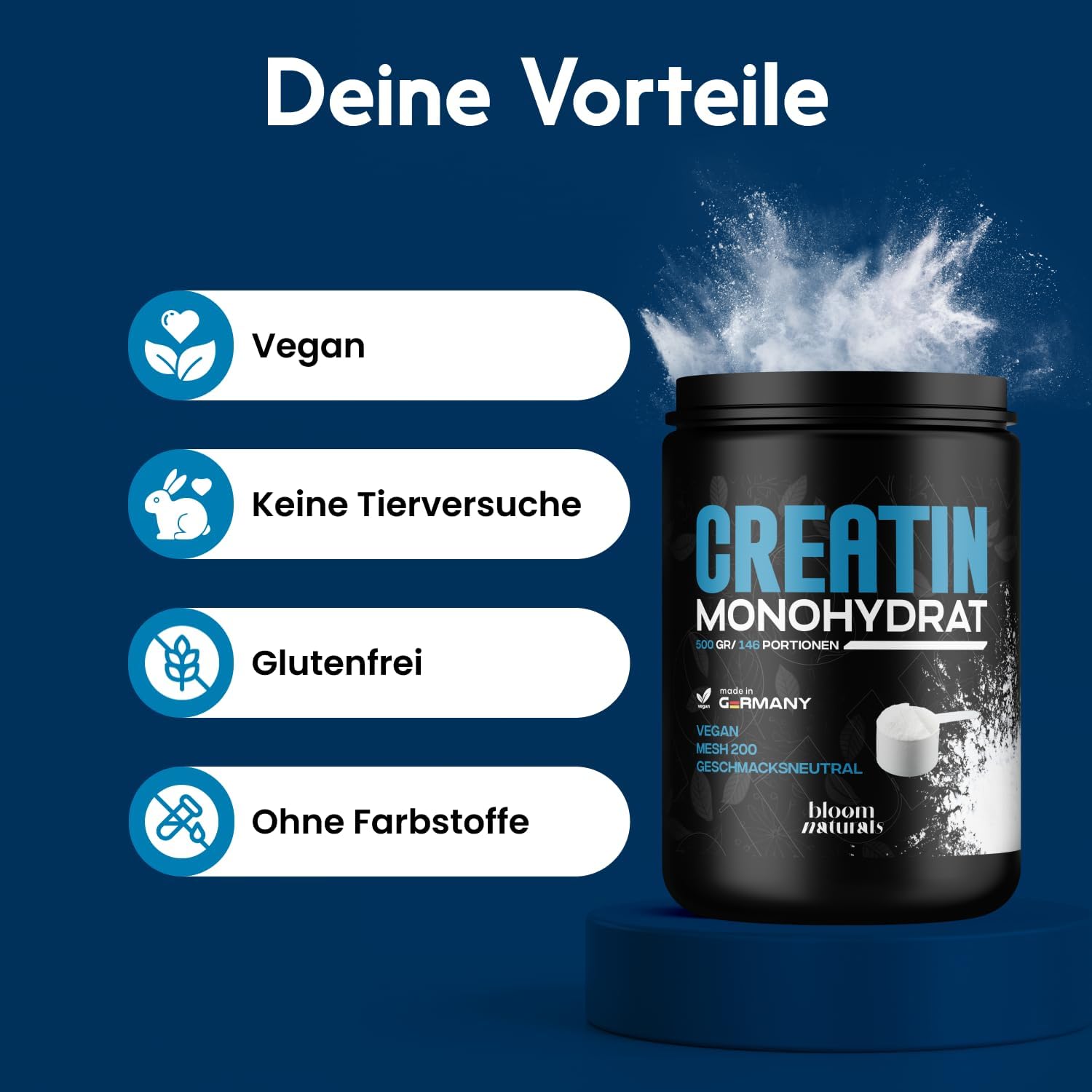 Thumbnail 3 de Kreatin Monohydrat Pulver 500 g vegan
