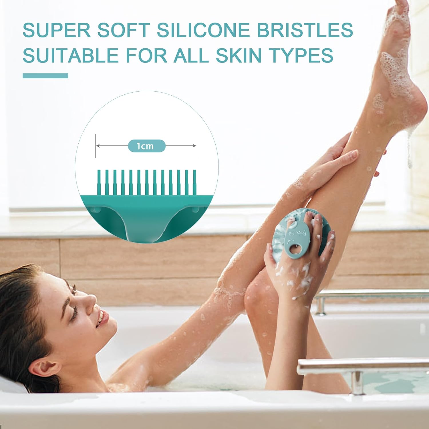 Detalle de BEAUTAIL Silicone Body Scrubber 2 Pack: Gentle, Hygienic Exfoliation for All Skin Types