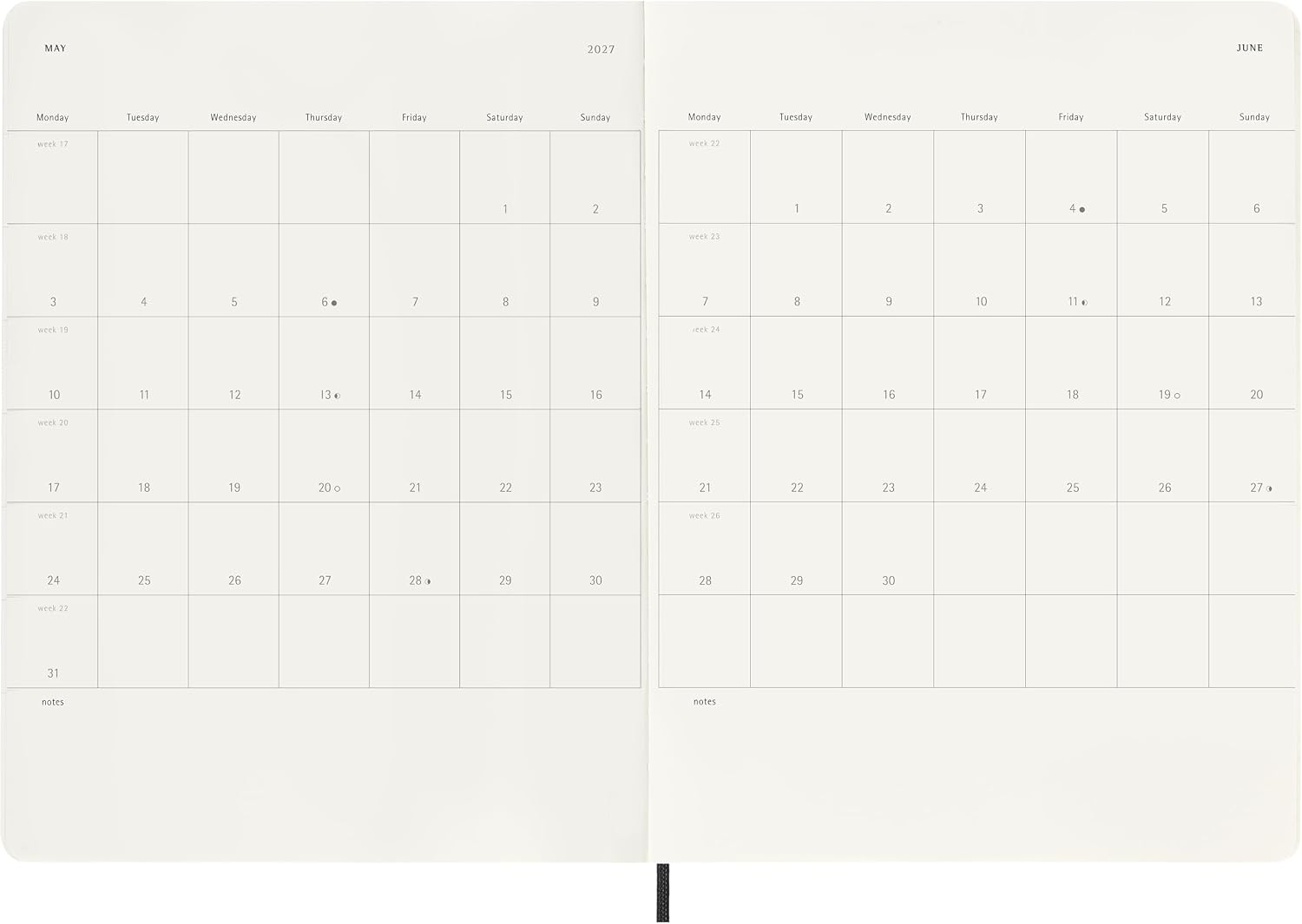 Thumbnail 6 de Moleskine Weekplanner 2027 XL 19 x 25 cm met wekelijkse indeling en notitieruimte